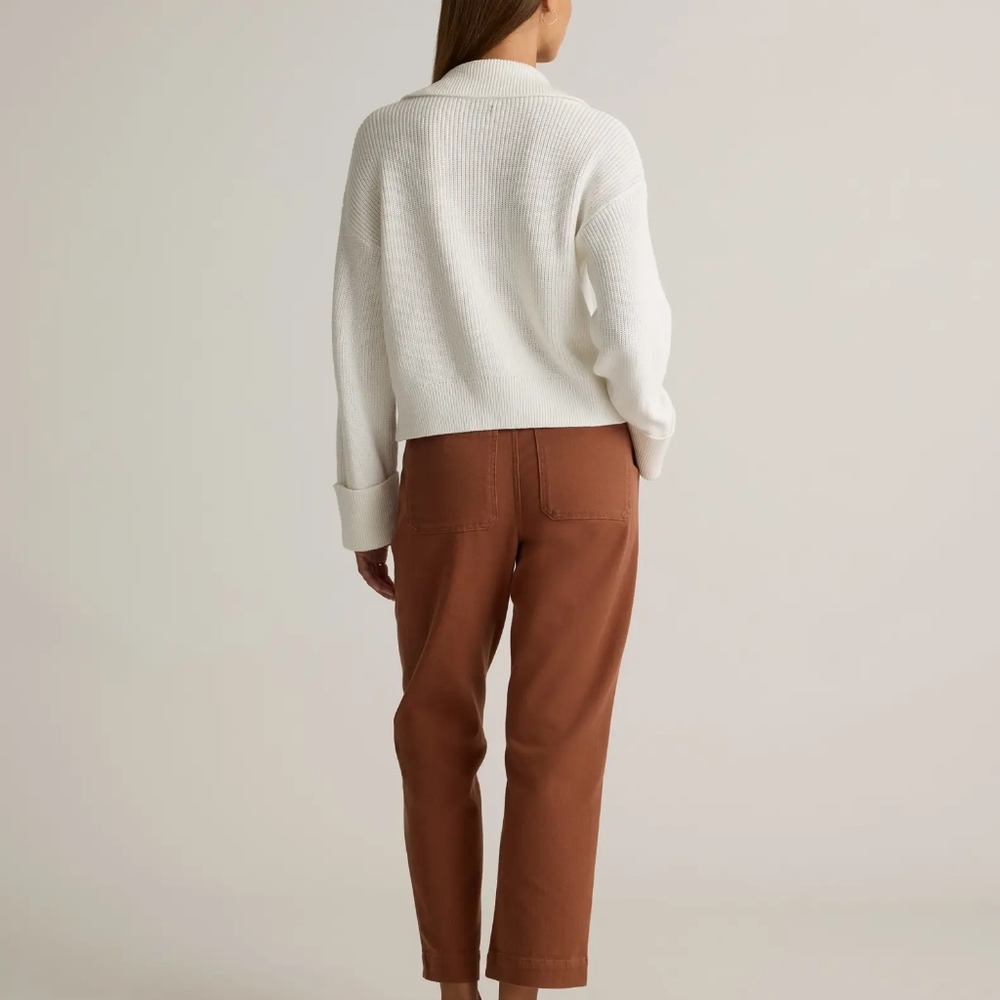 Organic Stretch Cotton Twill Straight Leg Cropped Pants, Rust Color, Size 27 - Picture 5 of 15